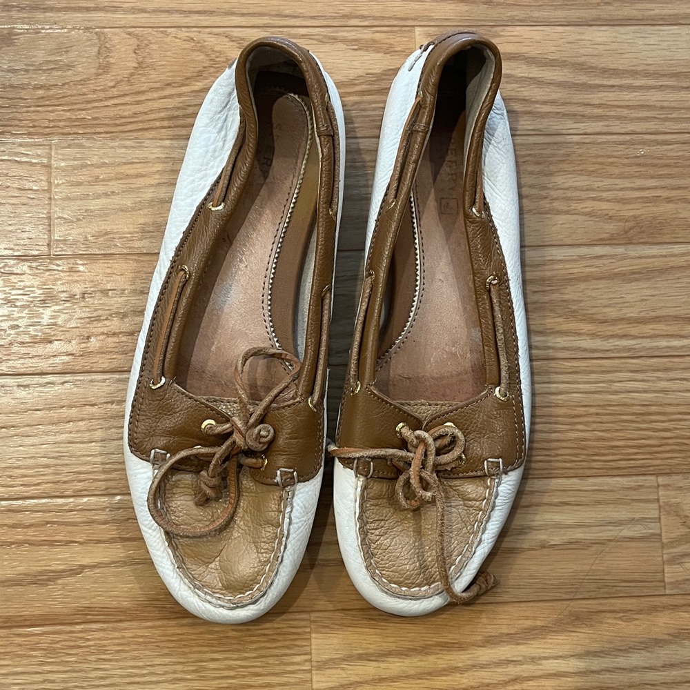 Brown and White Boat Shoes